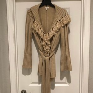 Escada Fringe Wrap Cardigan Sweater